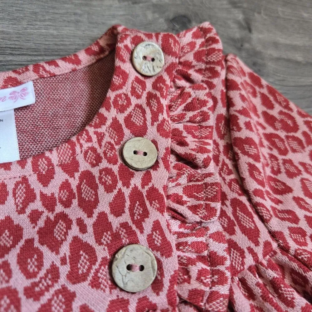 Bonnie Jean Red Leopard Dress Toddler Girl 2T NWT Long Sleeve Animal Print